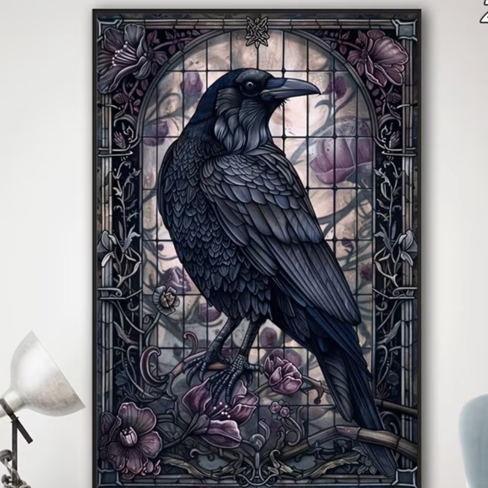 Stained Glass Raven Art
